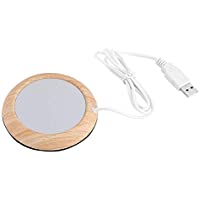 Laiashley Calentador de tazas USB- posavasos para café- leche- té- calentador de tazas de grano de madera portátil para…
